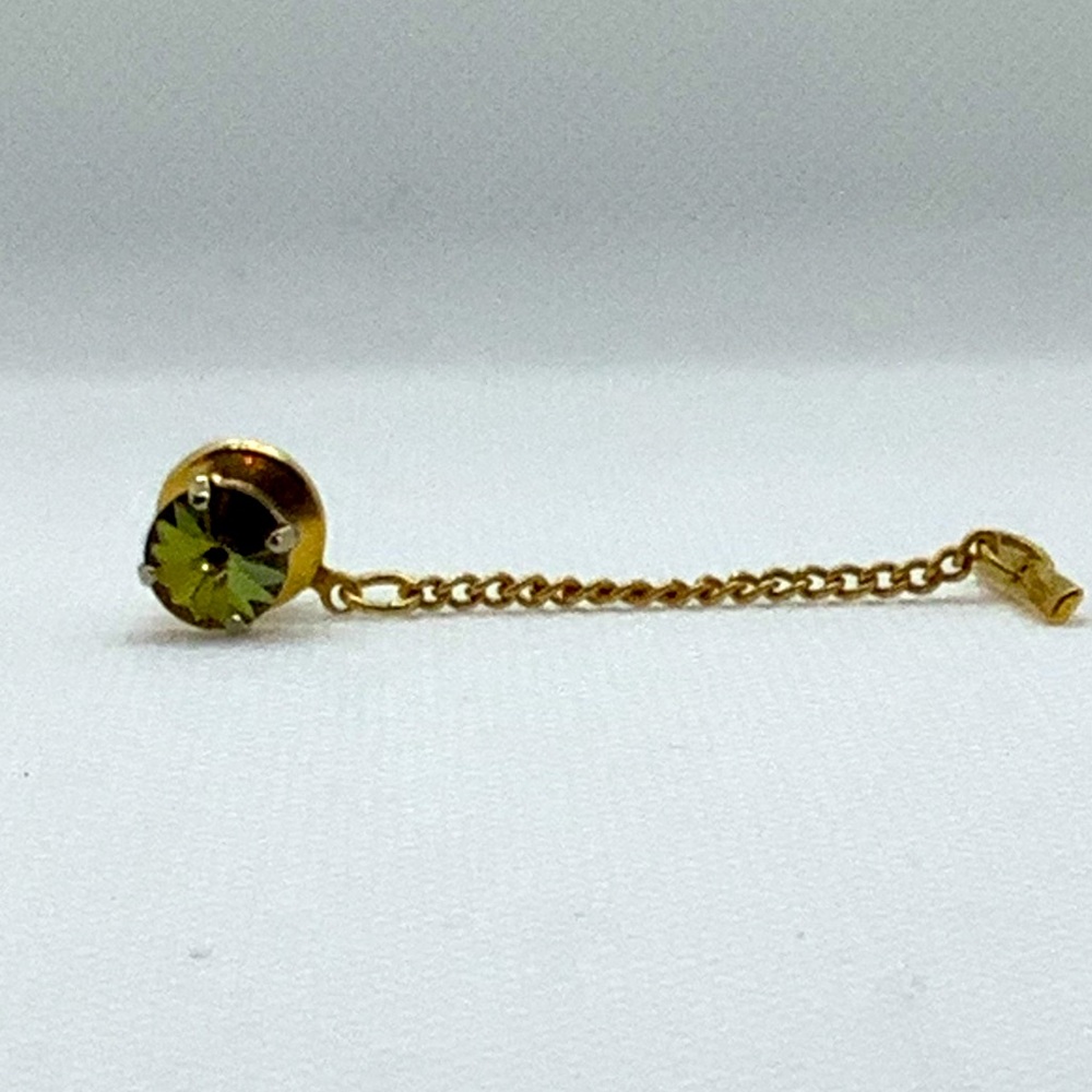 Men’s Yellow Gold Tone, Stone Set Tie Tac